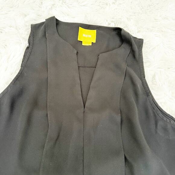 Anthropologie Top Size 4 Womens Maeve Black Sleeveless Button Front Sheer - Picture 7 of 10